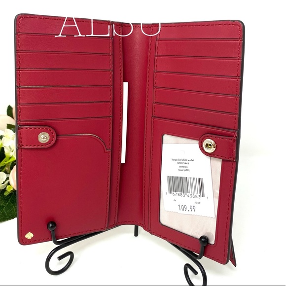 Kate♠️Spade LG Slim Bifolder Wallet Cameron Red - Picture 3 of 7